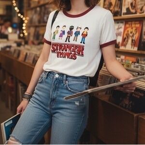 Stranger Things Ringer Graphic Tee XL 8bit Pixel Eleven Retro Sci Fi 80s Indie